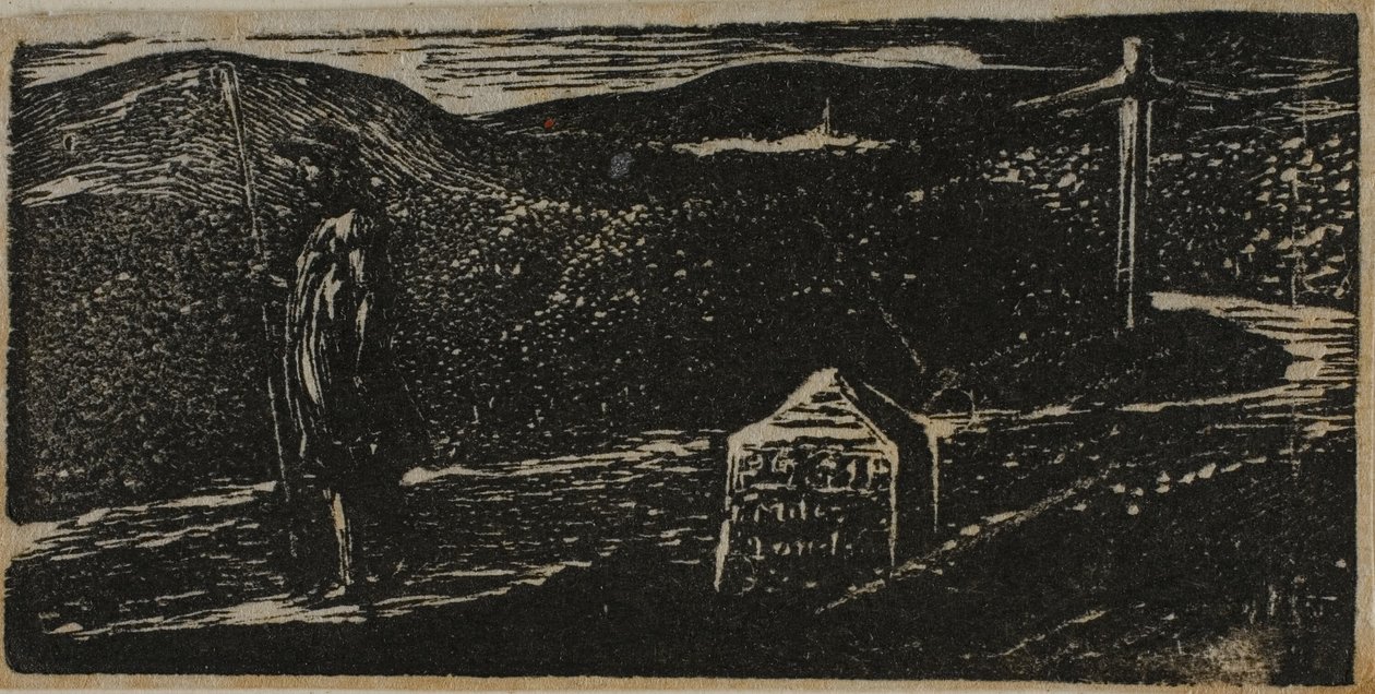 Colinets resa: Milstolpe markerad LXII Miles till London, från Vergilius Pastoraler av William Blake
