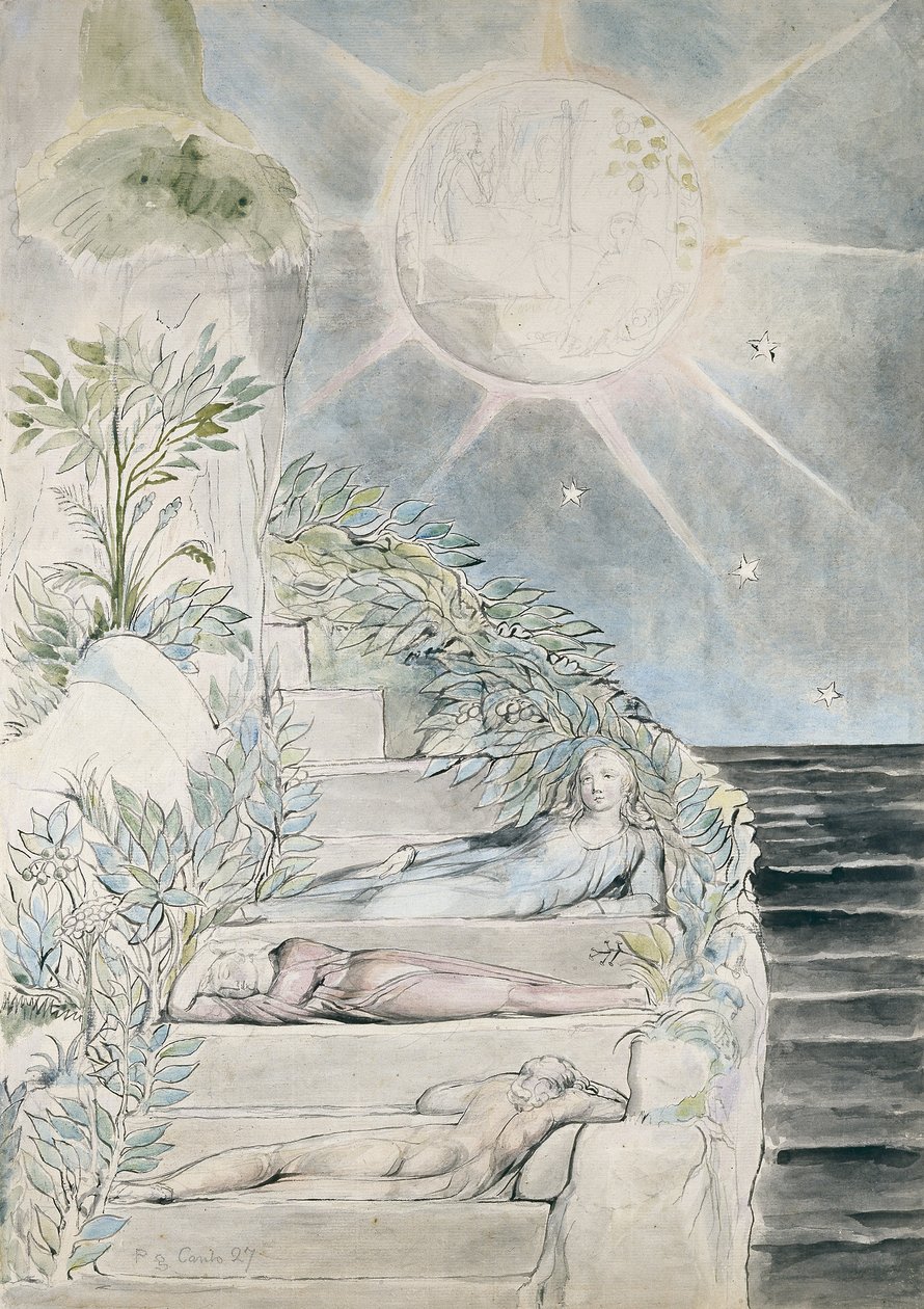 Dante och Statius sover, Virgil tittar, illustration till 