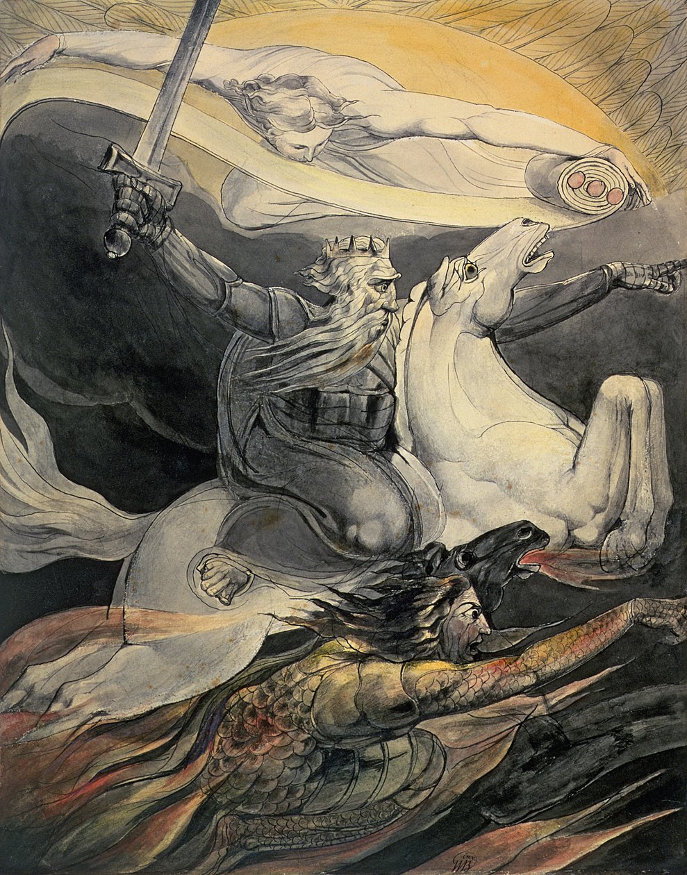 Döden på en blek häst, ca 1800 (bläck och akvarell) av William Blake