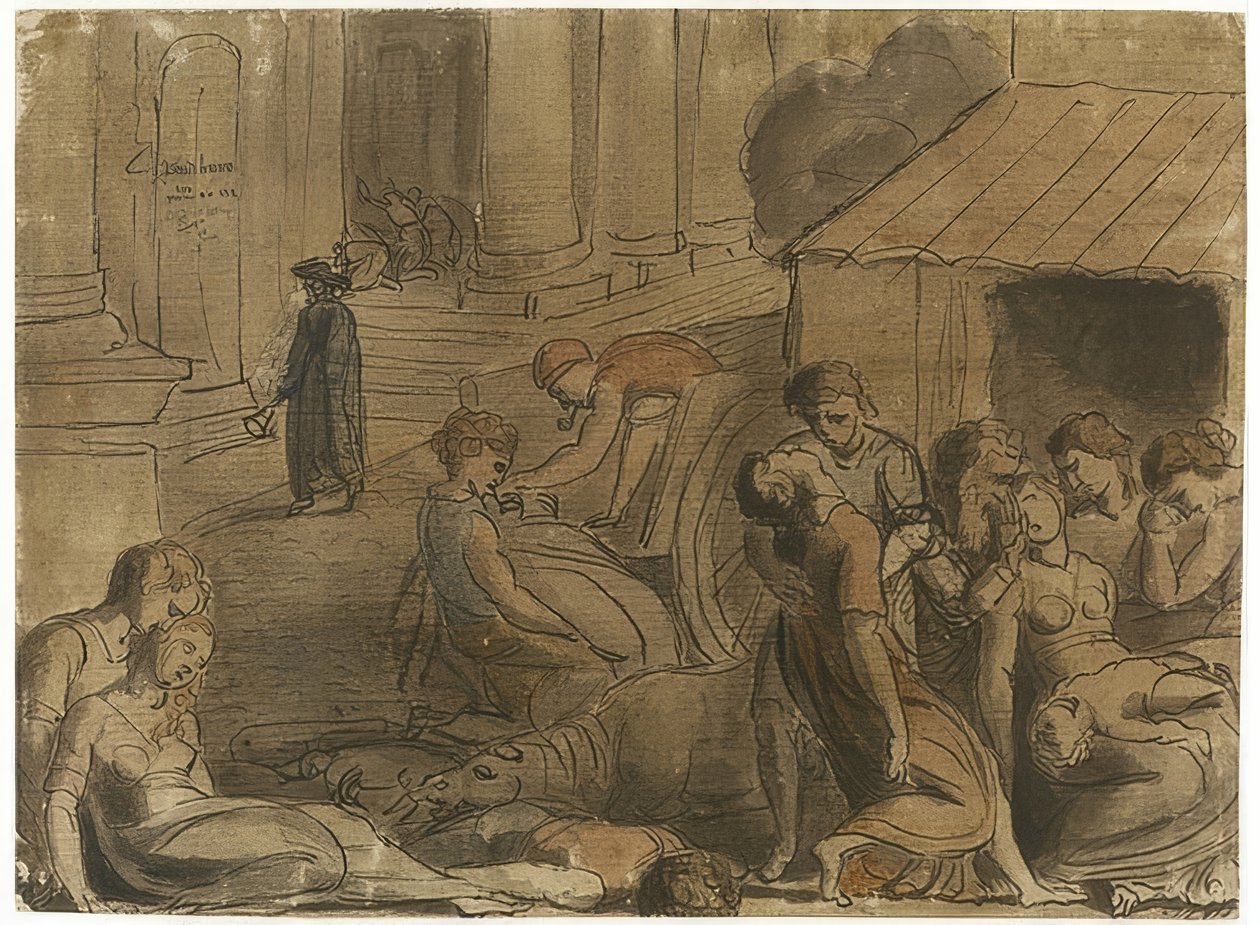 Den stora pesten i London. Omkring 1779 av William Blake