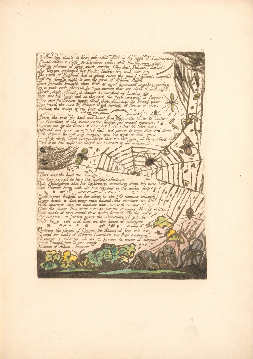 Europa. En profetia, platta 14, och molnen och bränderna. . . . (Bentley 15) av William Blake