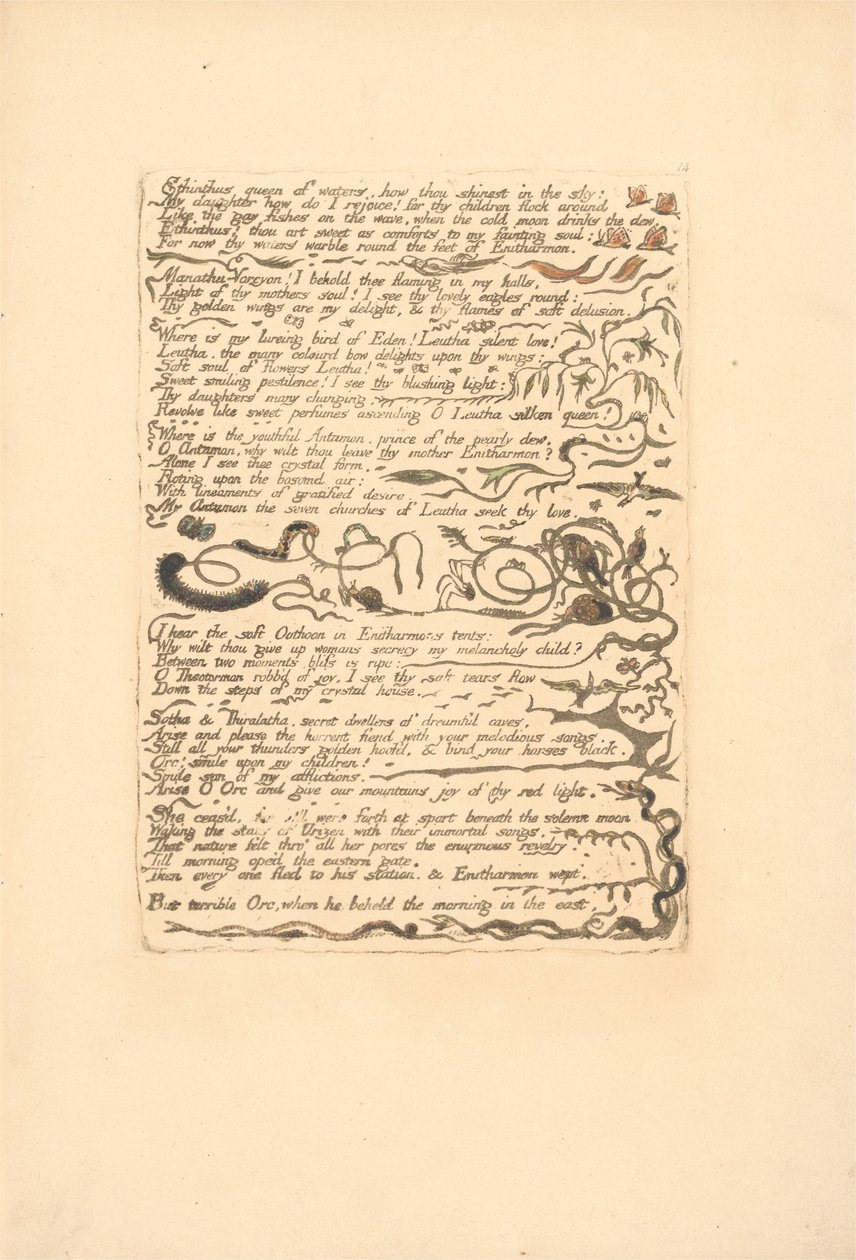 Europa. En profetia, tavla 16, Ethinthus queen of waters. . . . (Bentley 17) av William Blake