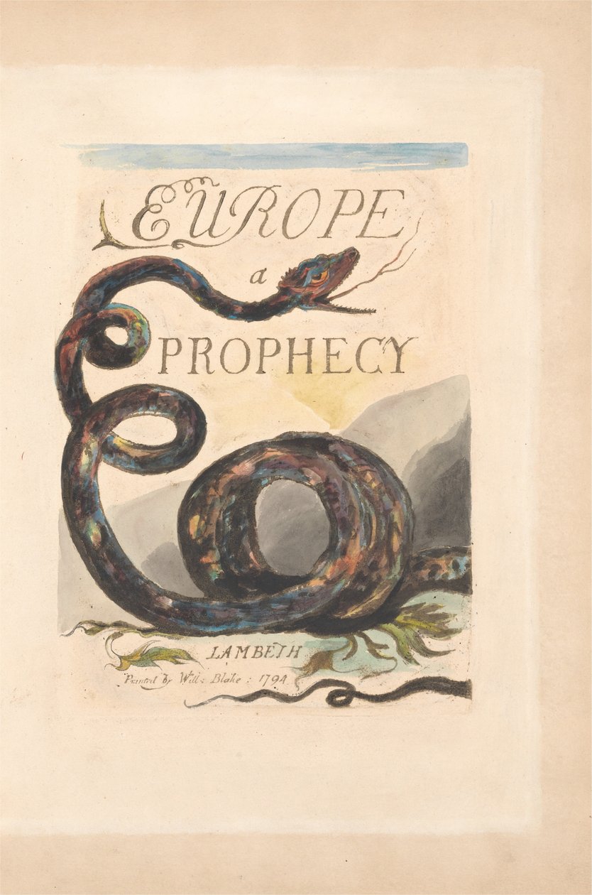 Europa. En profetia, tavla 2, titelsida av William Blake