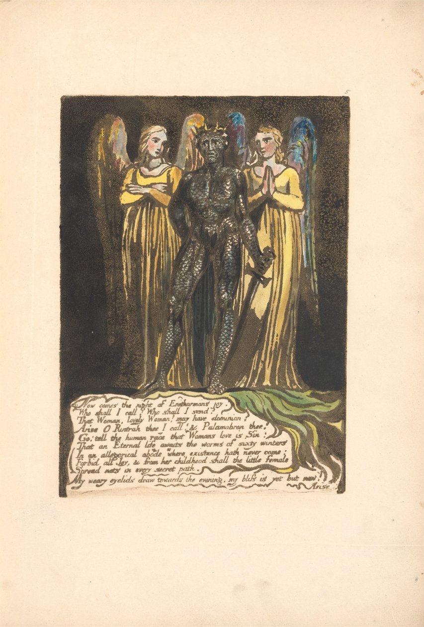 Europa. En profetia, tavla 7, Nu kommer natten. . . . (Bentley 8) av William Blake