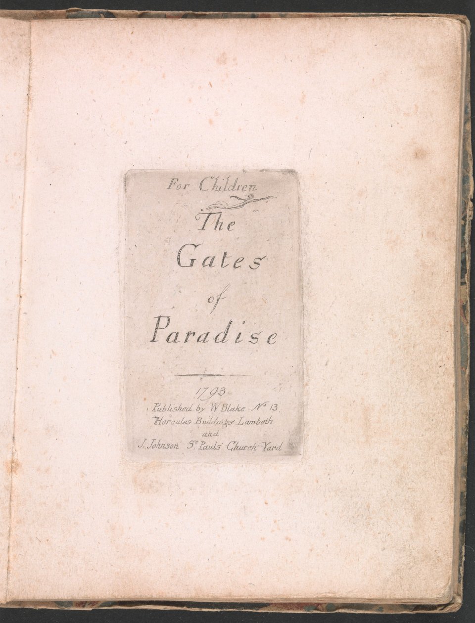 För barn. Paradisets portar, tavla 2, titelsidan av William Blake