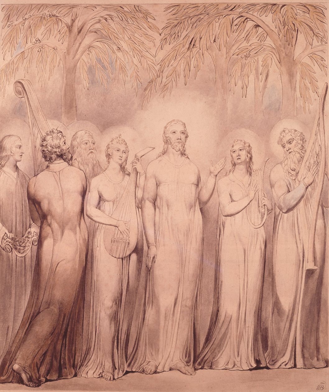 Kristi lovsång och apostlarna av William Blake