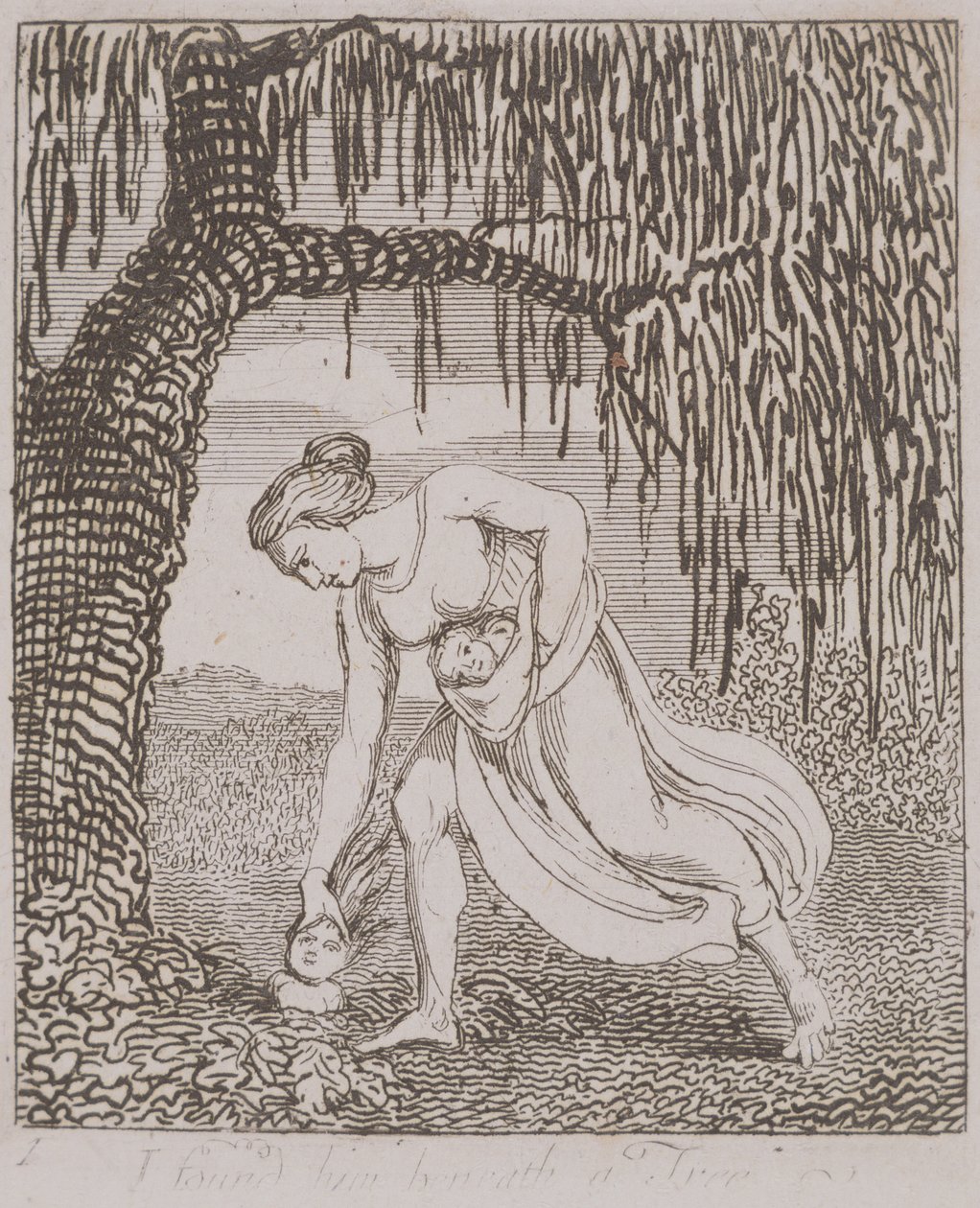 I Found Him Beneath a Tree, platta 3 från "For Children". Paradisets portar", 1793 av William Blake