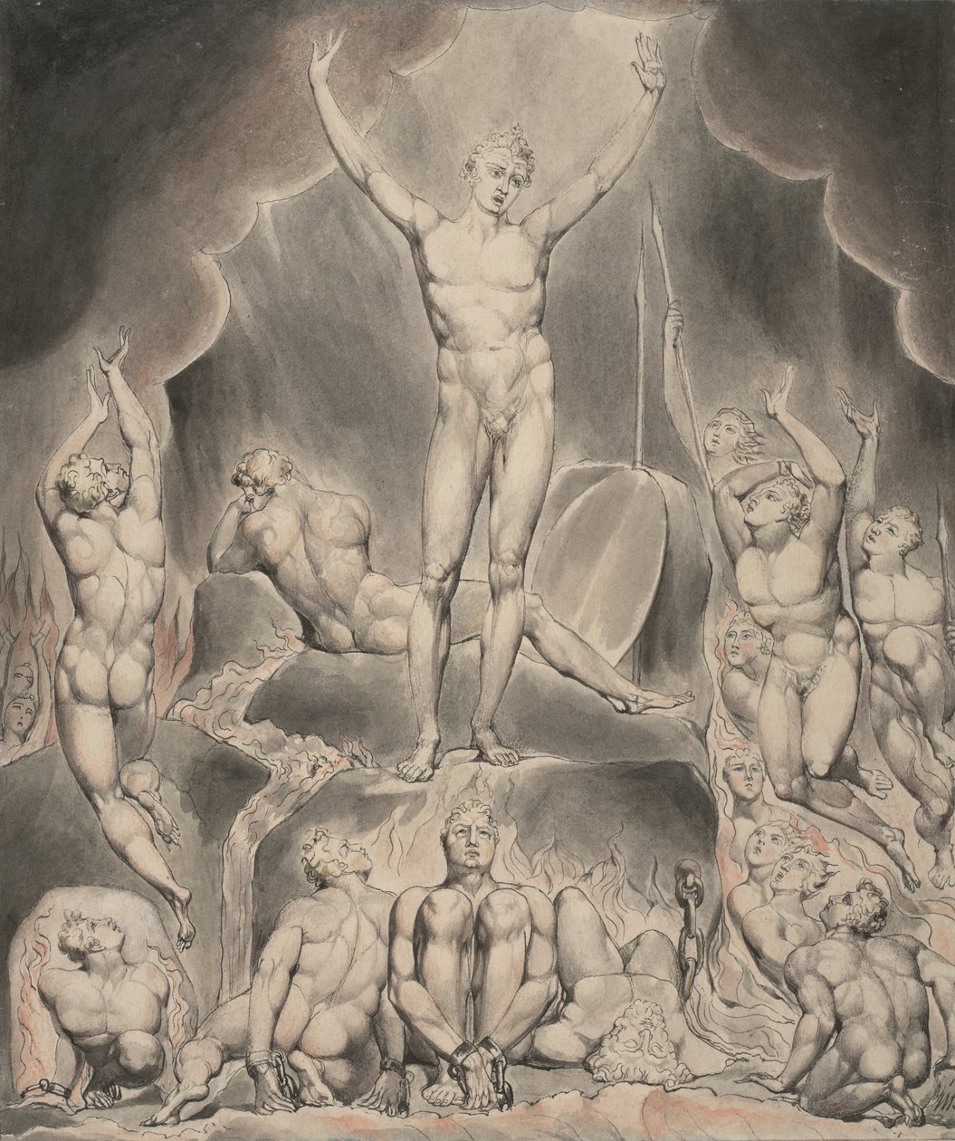 Illustration 1 till Miltons "Paradise Lost": Satan kallar upp sina legioner av William Blake