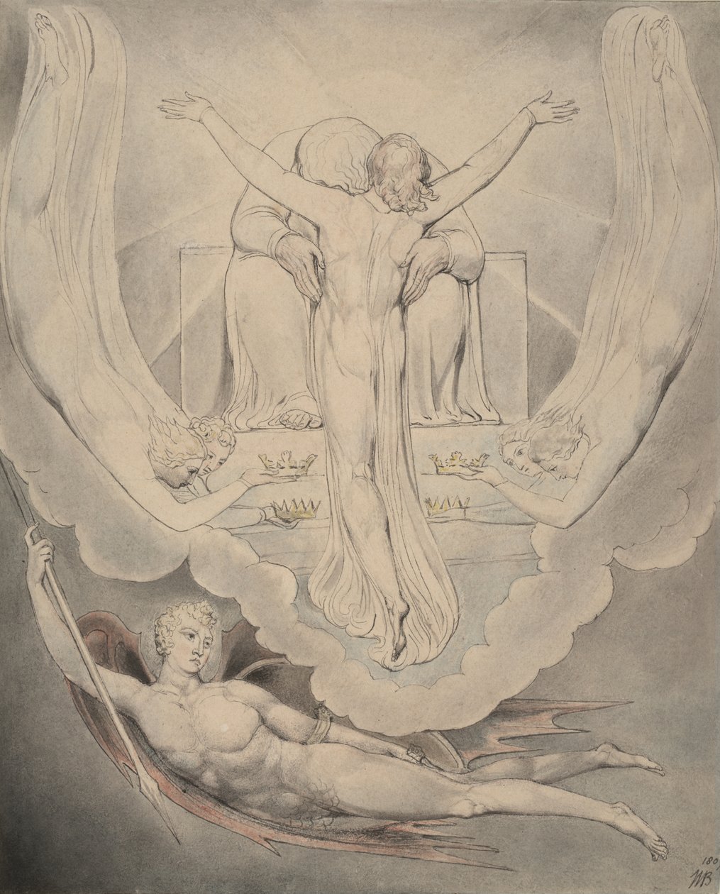 Illustration 3 till Miltons "Paradise Lost": Christ Offers to Redeem Man, 1807 av William Blake