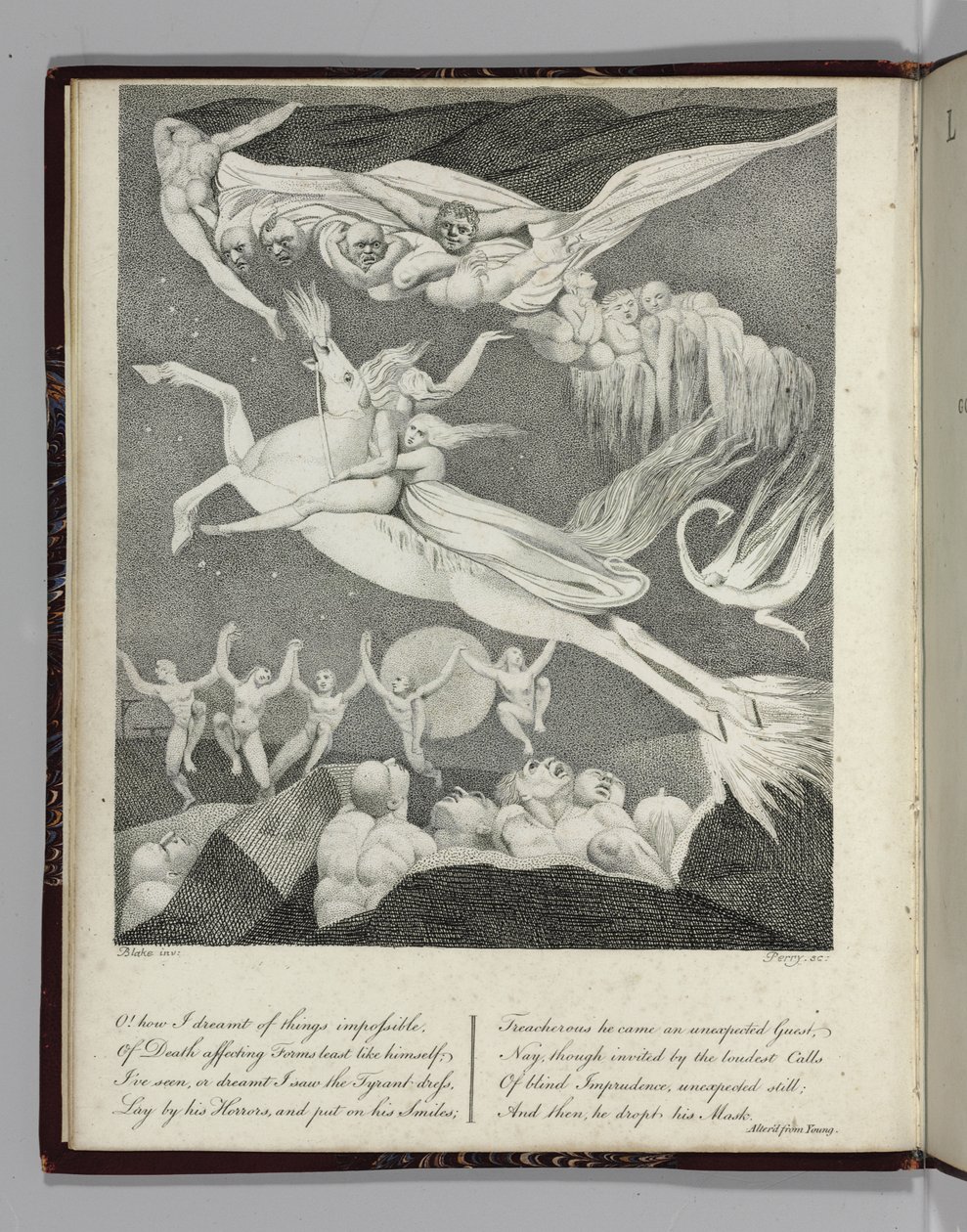 Illustration till "Leonora, A Tale" av Gottfreid Augustus Bürger, graverad av Perry, 1796 av William Blake
