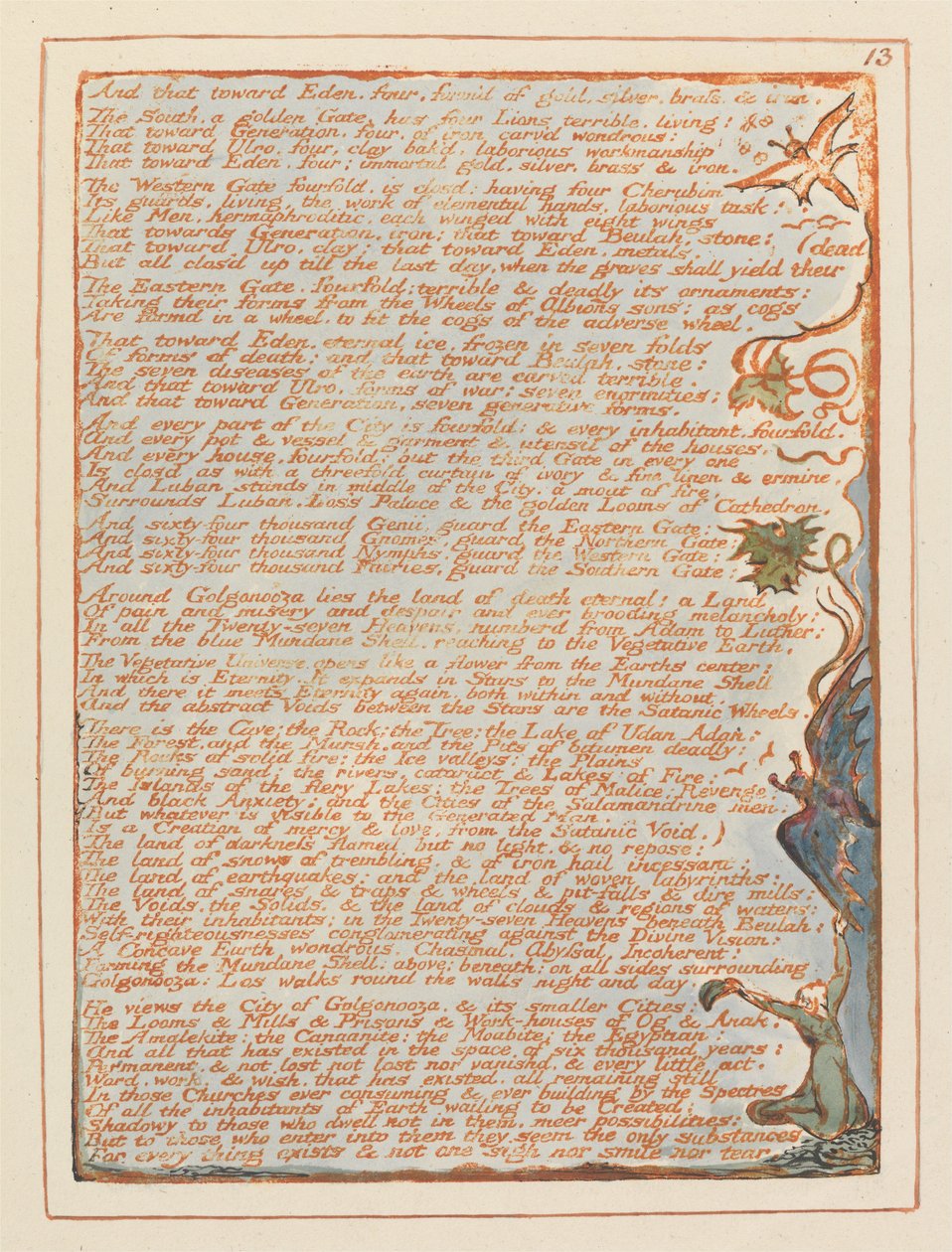 Jerusalem, platta 13, och det mot Eden .... av William Blake