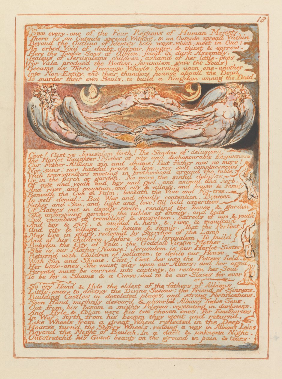 Jerusalem, platta 18, från var och en av de fyra regionerna .... av William Blake