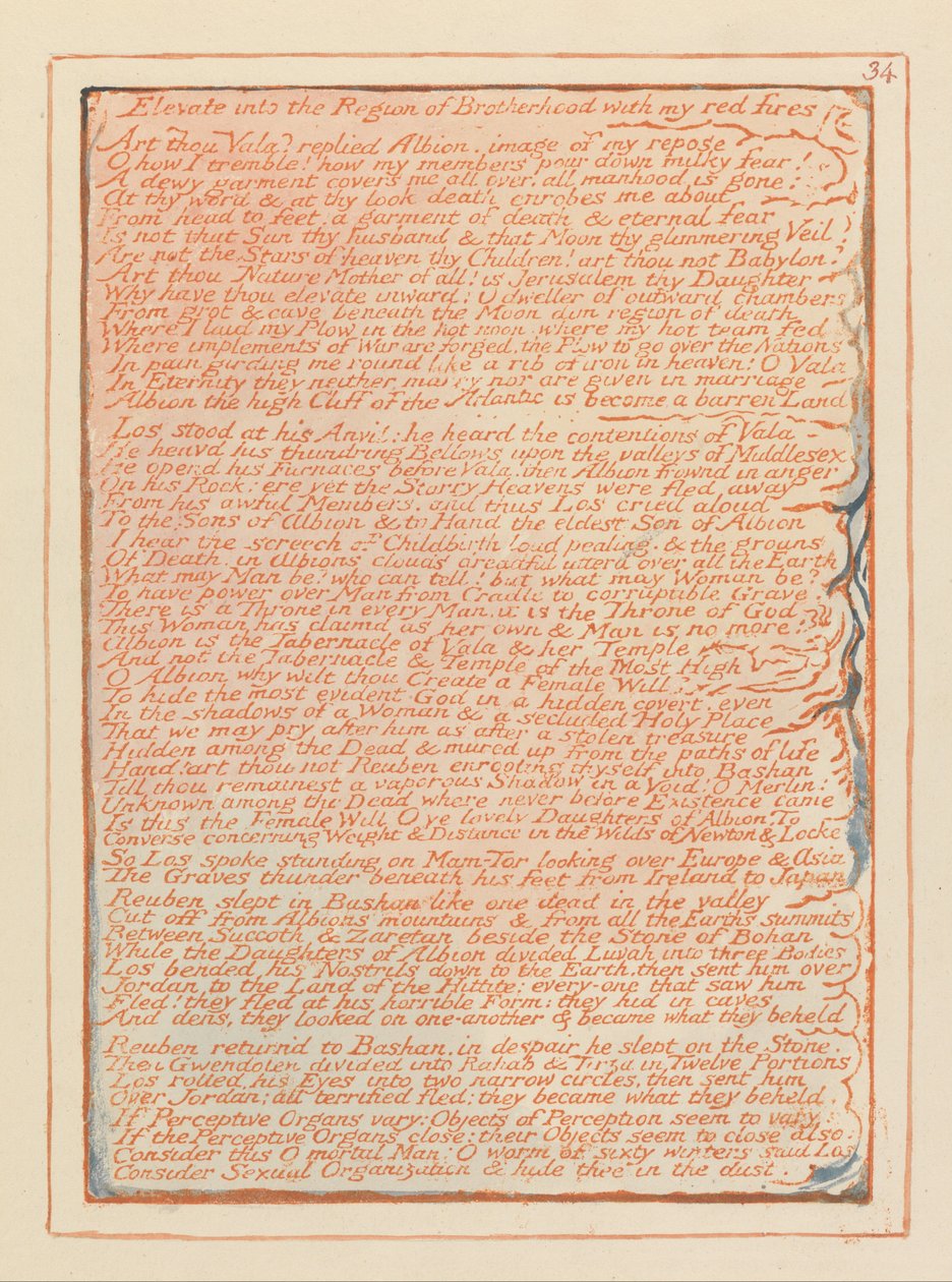 Jerusalem, tavla 34, Lyft in i brödraskapets region.... av William Blake