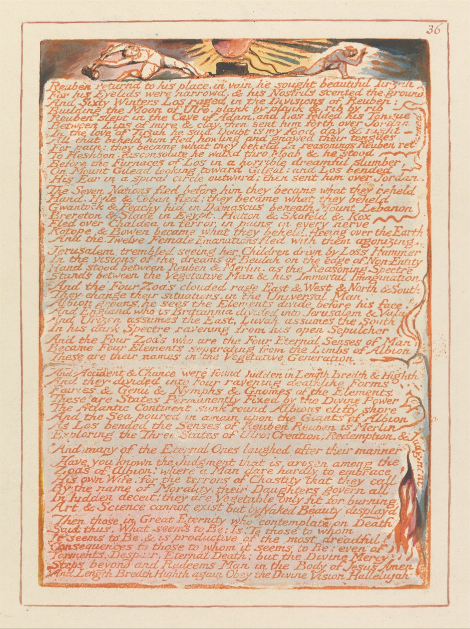 Jerusalem, plåt 36, Ruben återvänder till sin plats.... av William Blake
