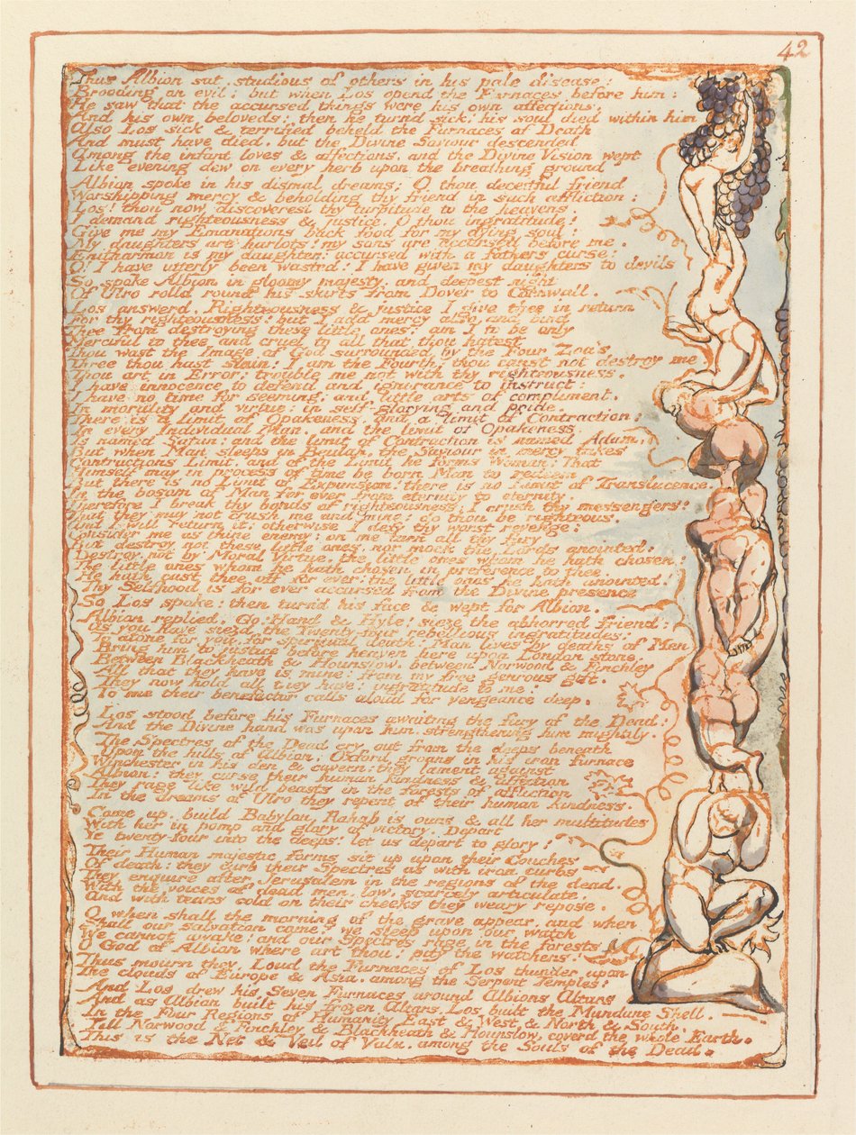 Jerusalem, tallrik 42, således satt Albion .... av William Blake