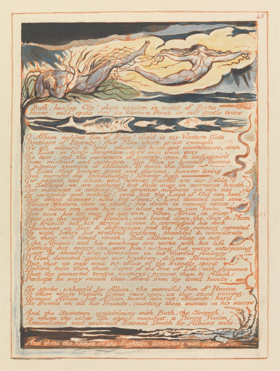 Jerusalem, tavla 45, Bath, helande stad!.... av William Blake