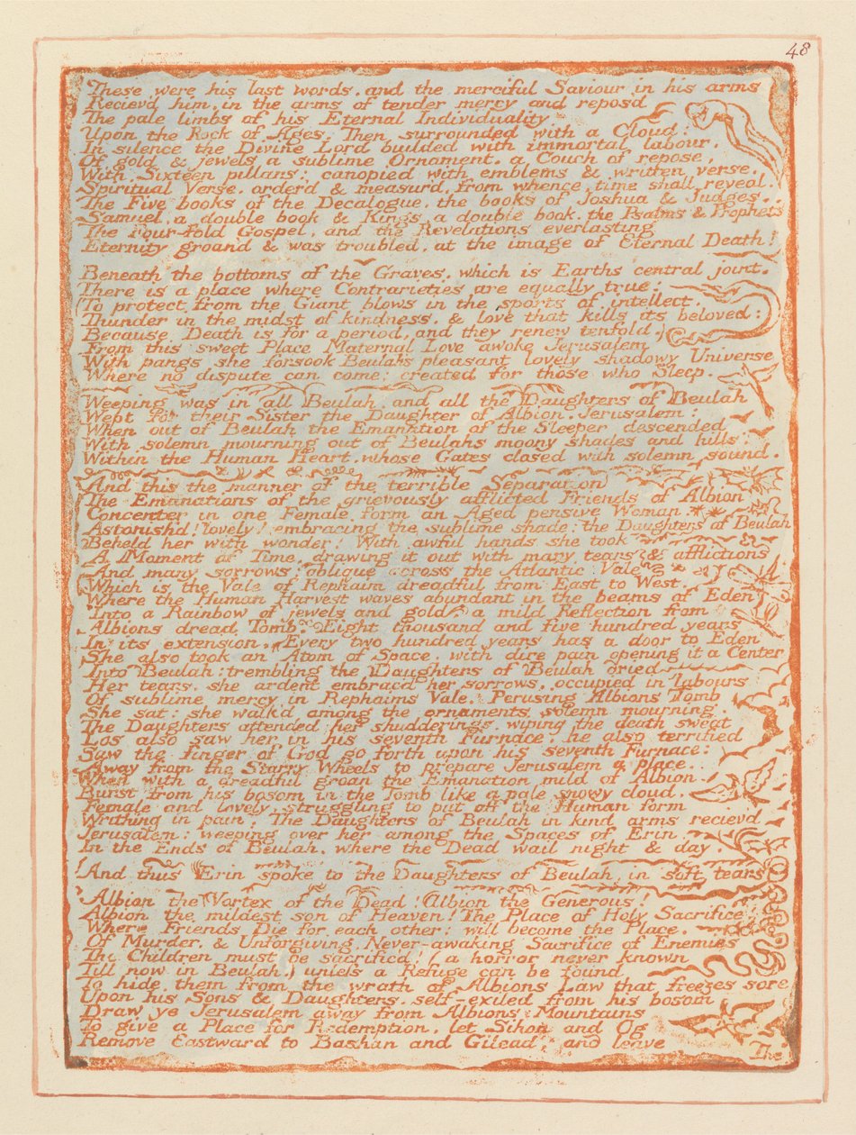Jerusalem, tallrik 48, Detta var hans sista ord .... av William Blake