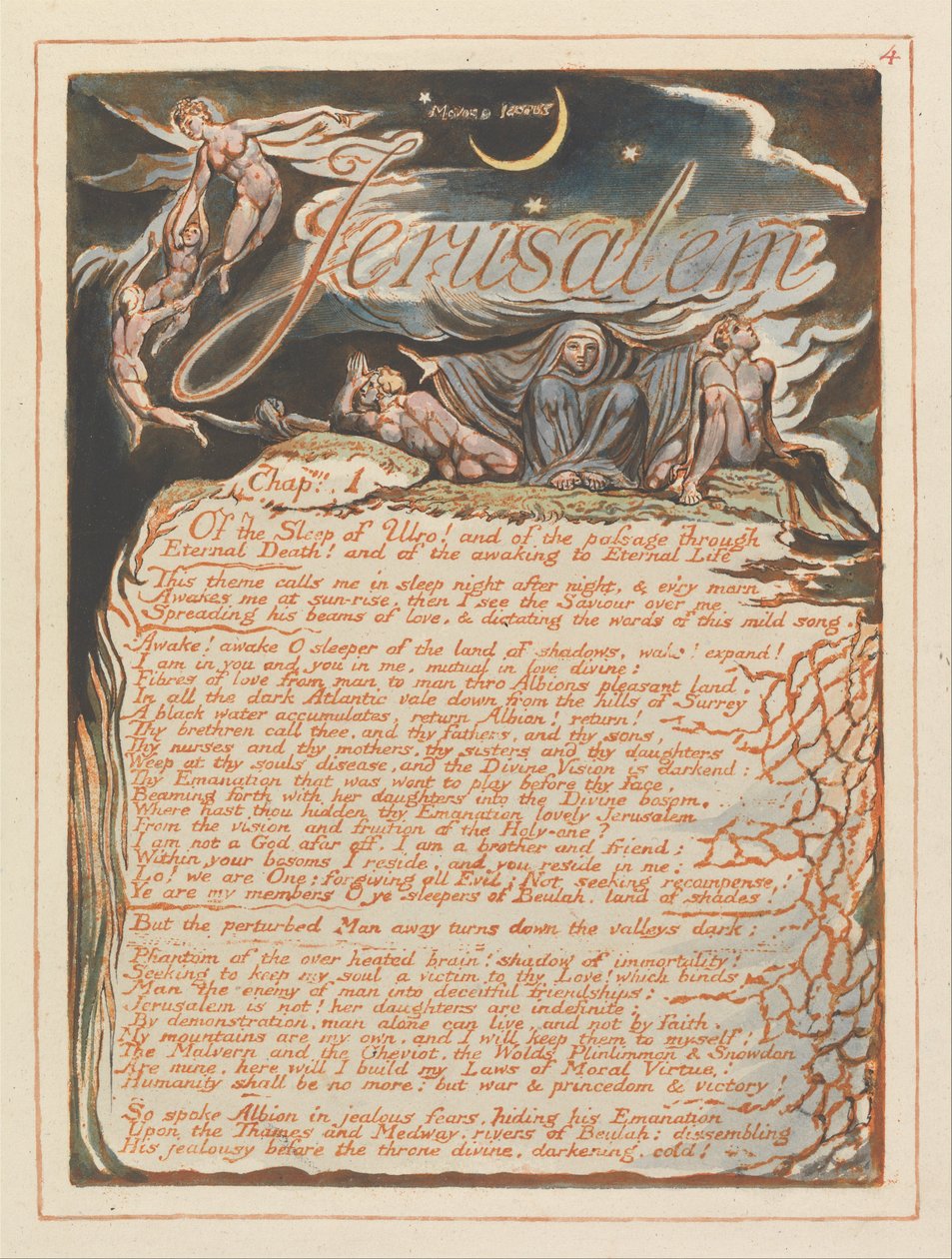 Jerusalem, tallrik 4, Jerusalem, kap. 1 .... av William Blake