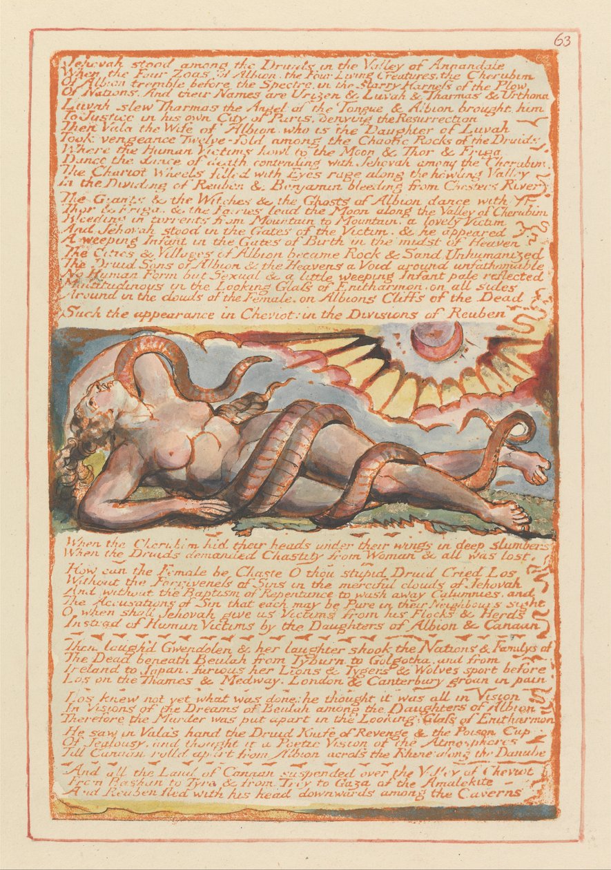 Jerusalem, tavla 63, Jehova stod bland druiderna.... av William Blake