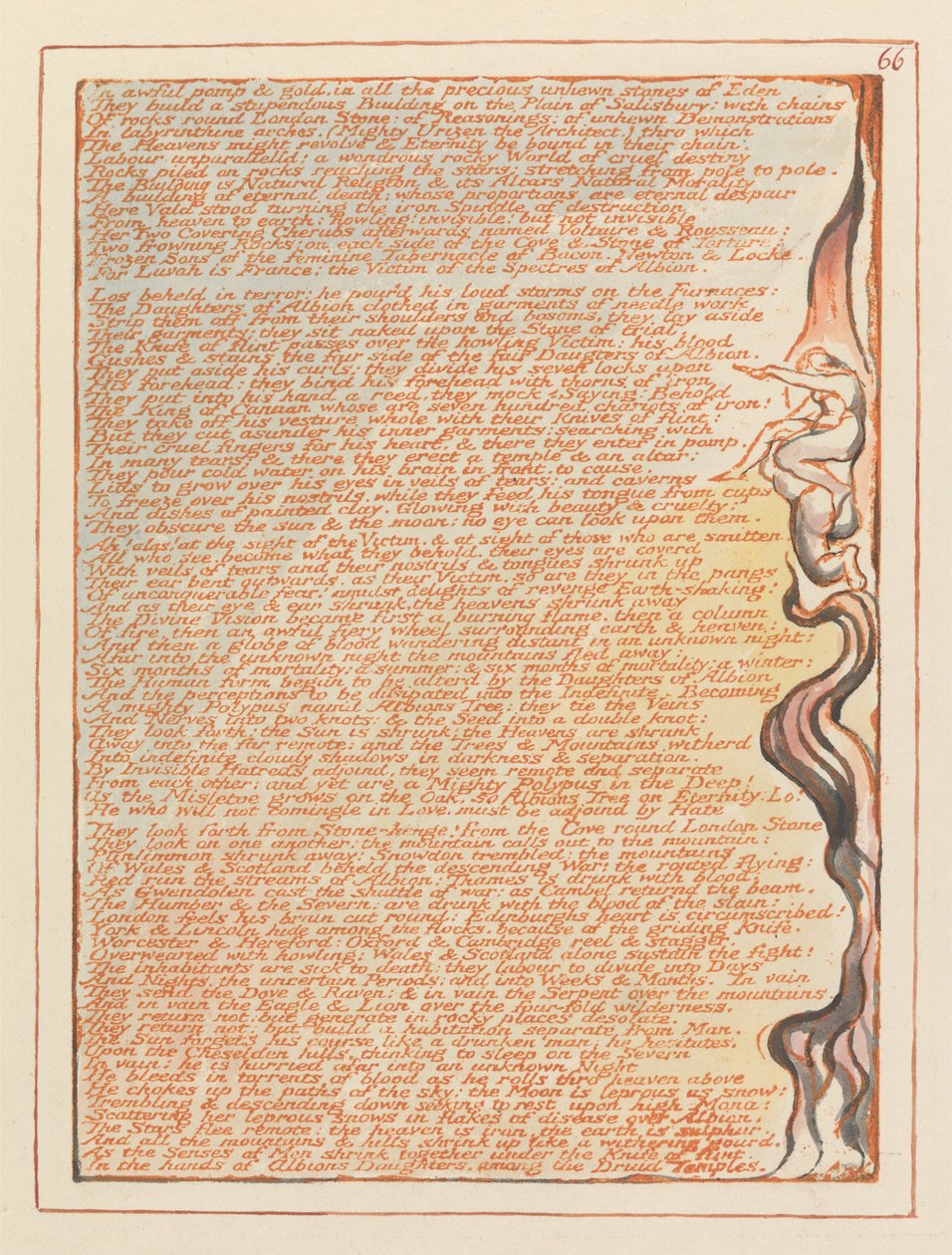 Jerusalem, tallrik 66, i hemsk pomp & guld .... av William Blake