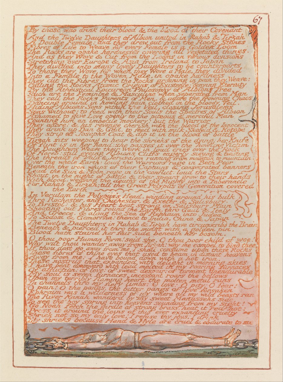 Jerusalem, plåt 67, Av dem som dricker deras blod... av William Blake