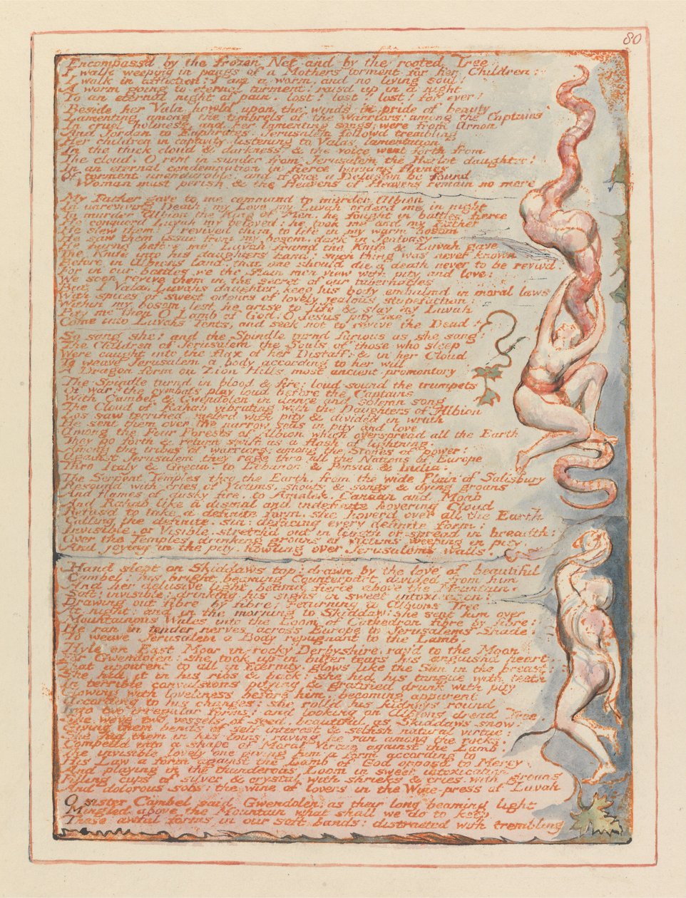 Jerusalem, tallrik 80, omfattas av det frysta nätet .... av William Blake