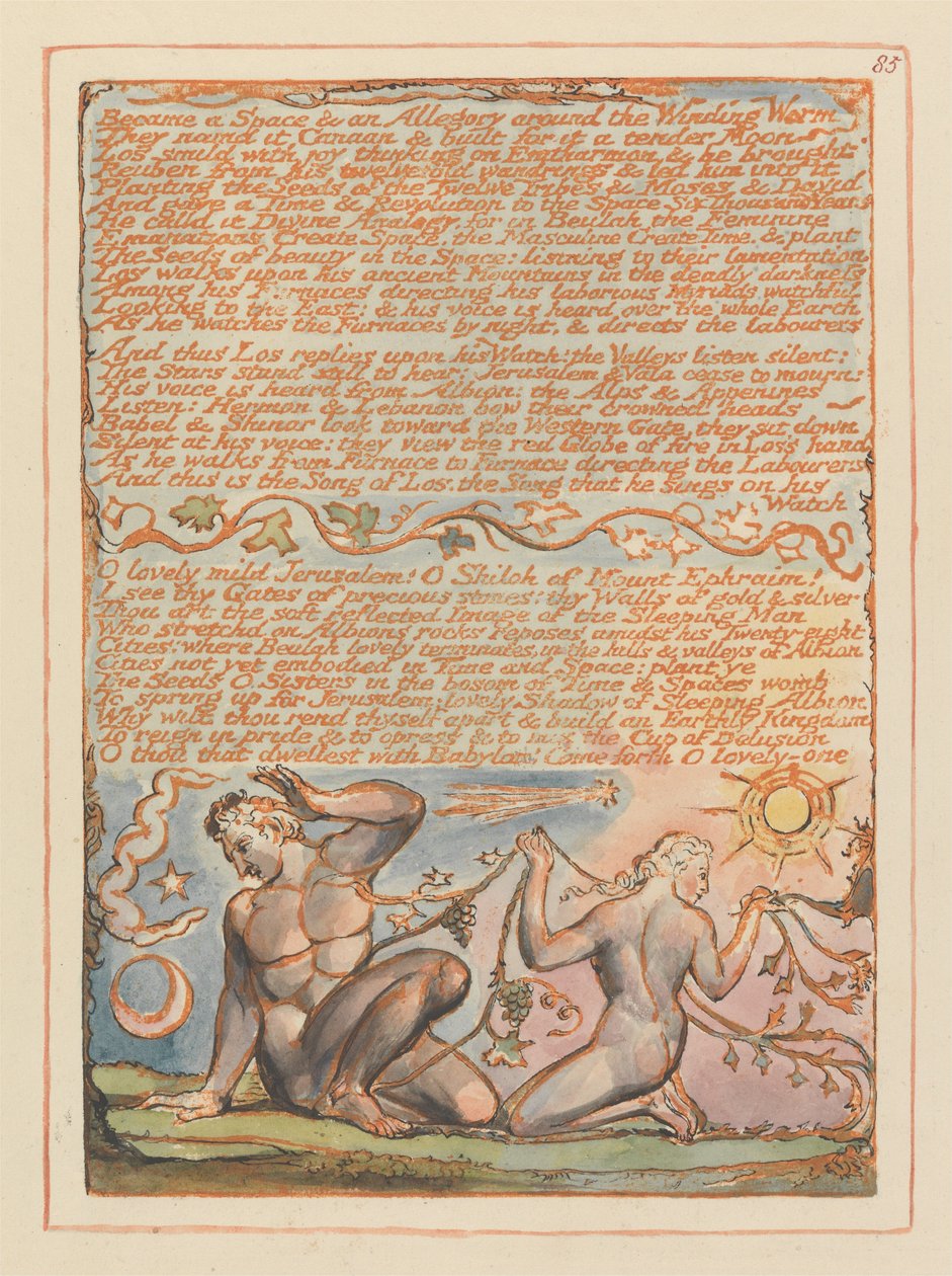 Jerusalem, platta 85, blev ett rum och en allegori.... av William Blake