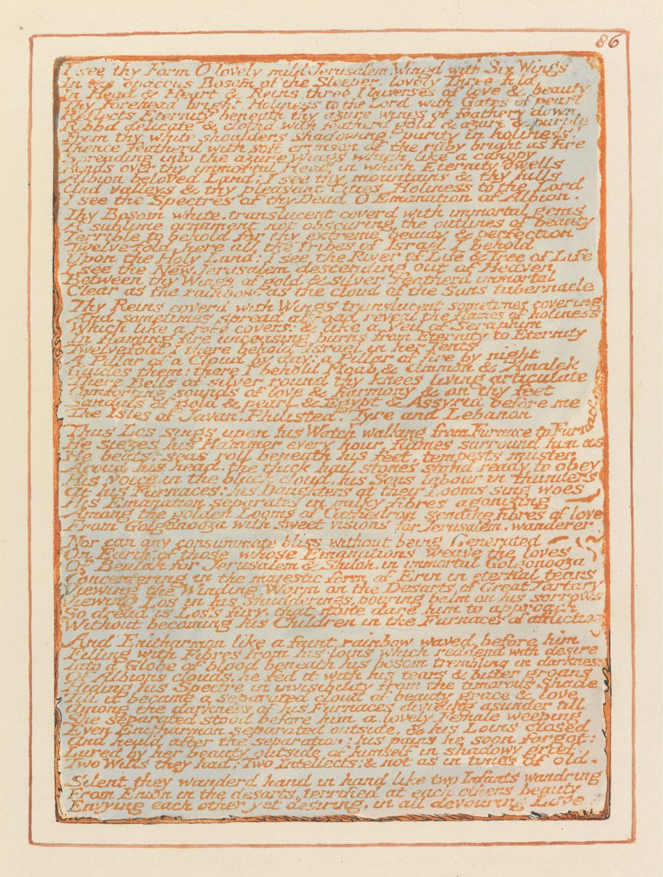 Jerusalem, tavla 86, jag ser din form.... av William Blake