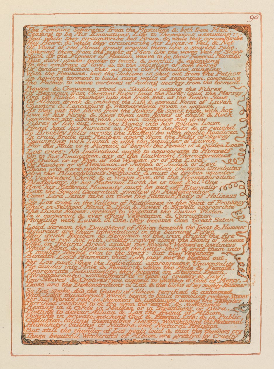 Jerusalem, Plate 90, Det kvinnliga skiljer.... av William Blake