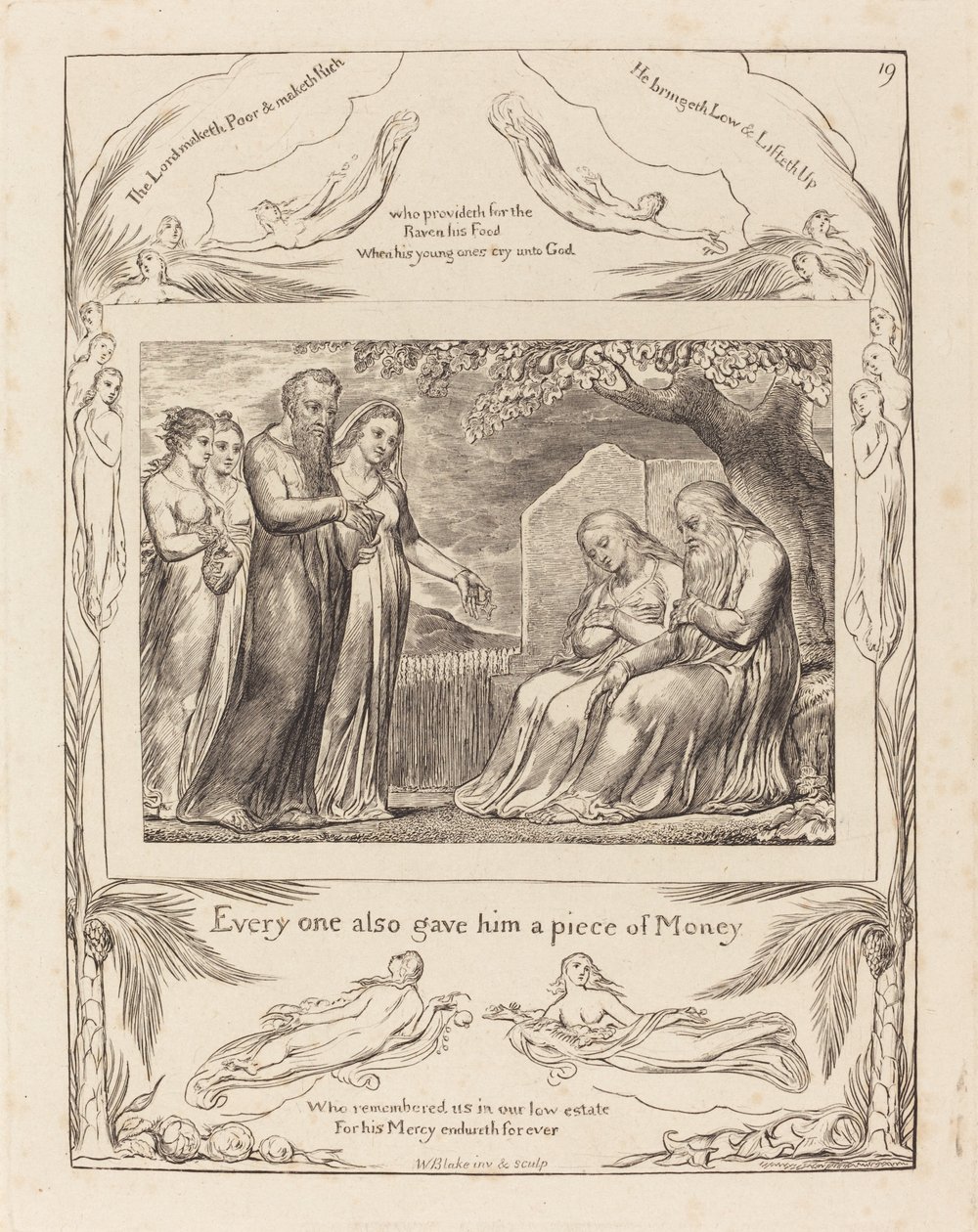 Jobbet accepterar välgörenhet av William Blake