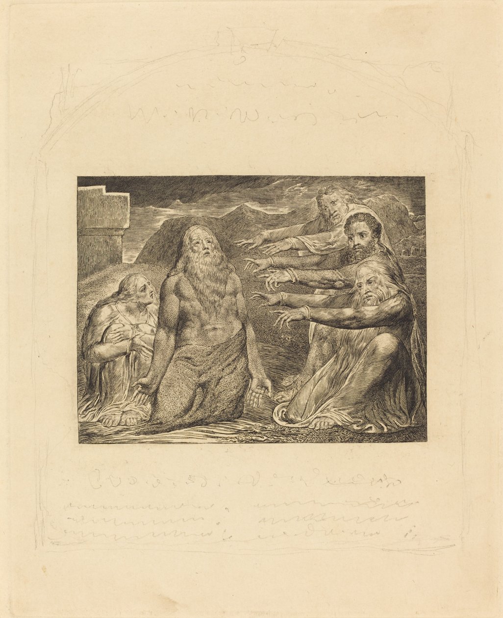 Job tillrättavisad av sina vänner, 1825. av William Blake