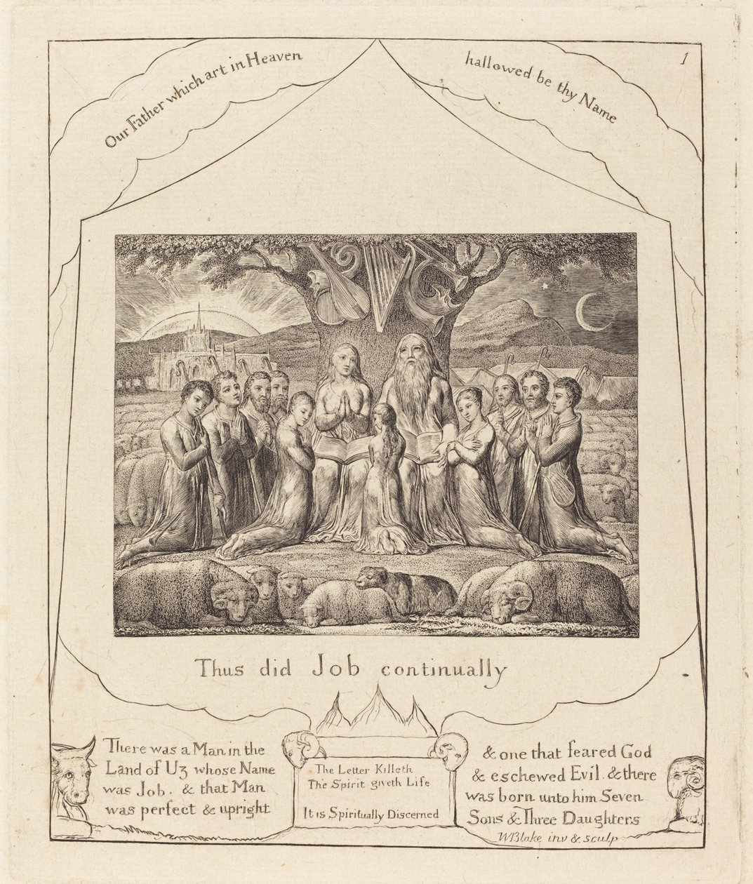 Job och hans familj av William Blake