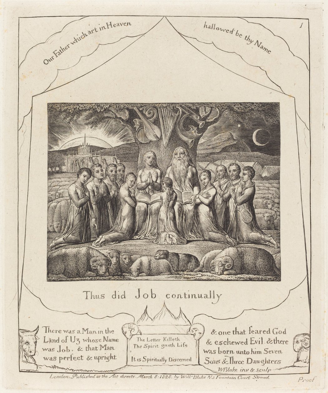 Job och hans familj, 1825. av William Blake