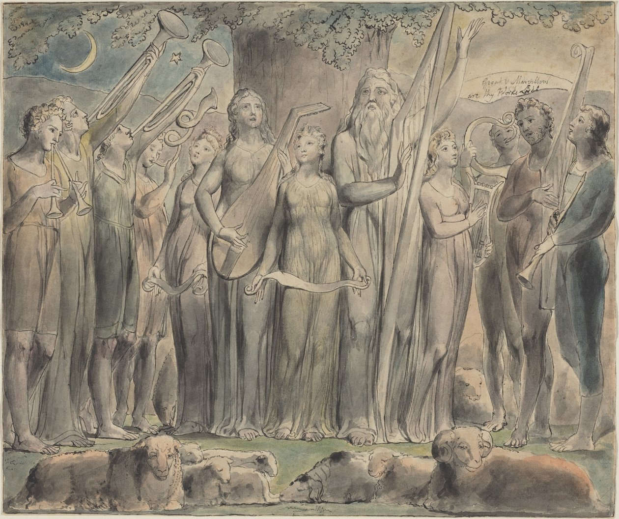 Job och hans familj återfår sitt välstånd av William Blake