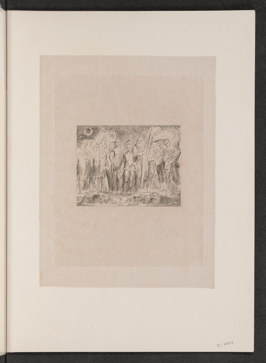 Job och hans familj återställd till välstånd, 1825. av William Blake