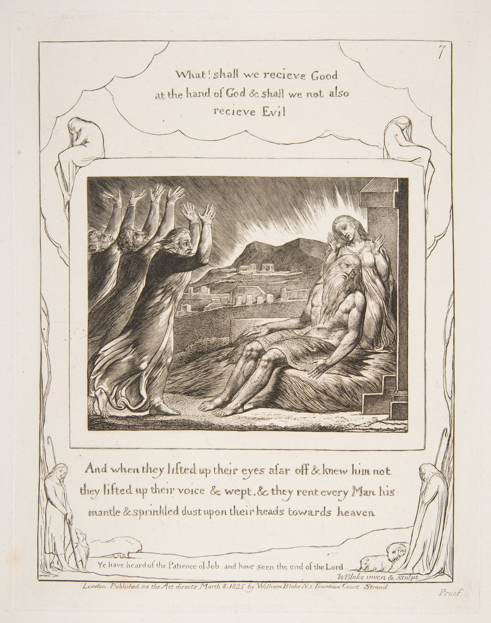 Jobs Tröstare, från illustrationer av Jobs bok, 1825-26. av William Blake