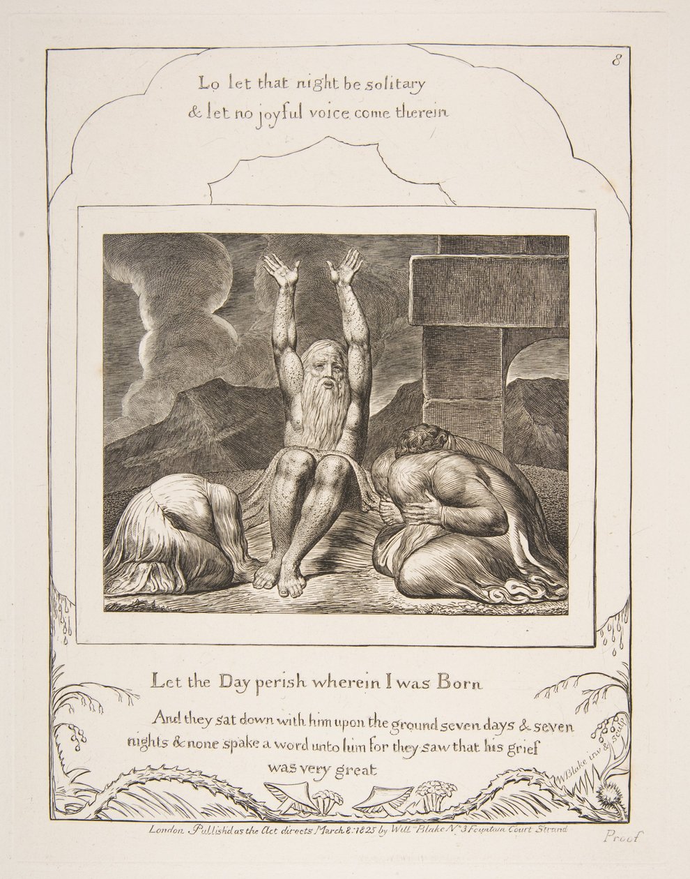 Jobs Despair, från illustrationer av Jobs bok, 1825-26. av William Blake
