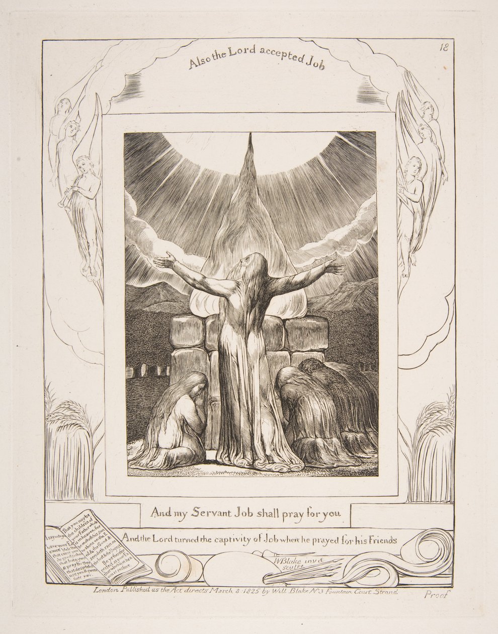 Jobs Sacrifice, från illustrationer av Jobs bok, 1825-26. av William Blake