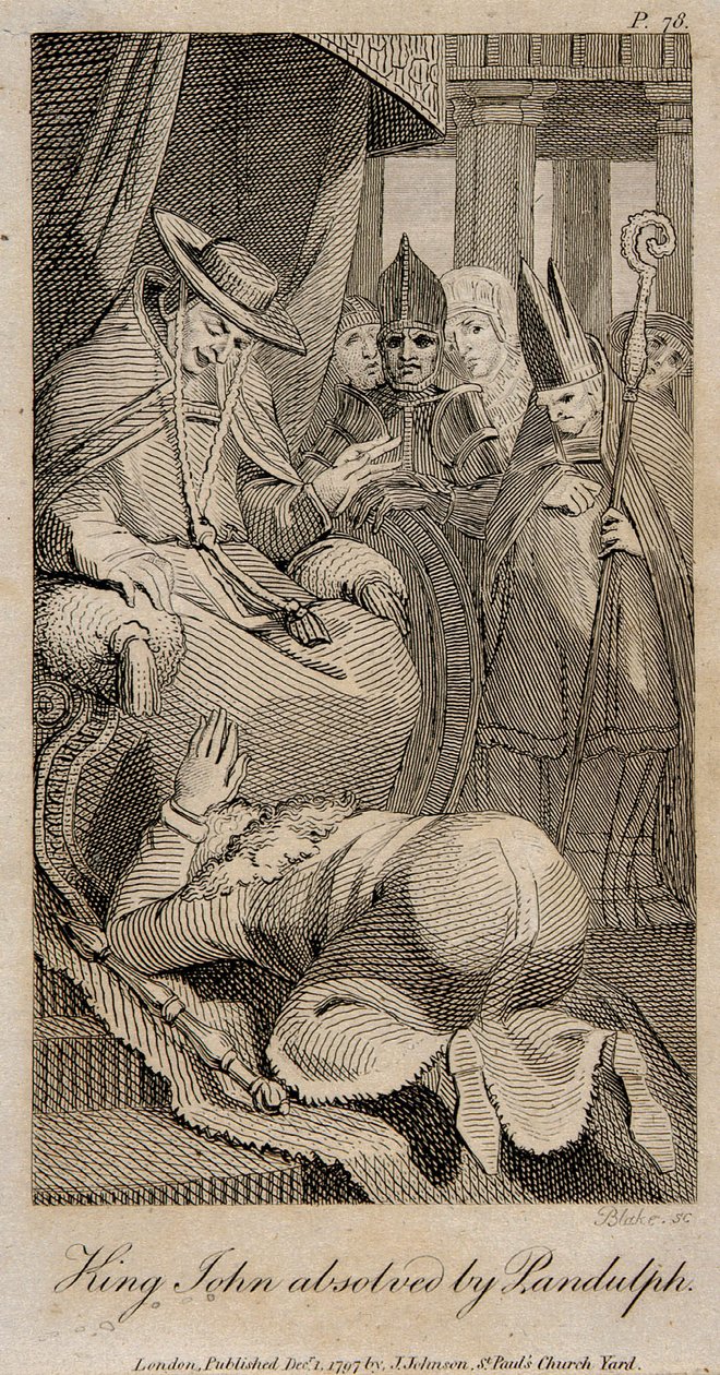 Kung John frikändes av Pandulph efter Henry Fuseli, 1798 av William Blake