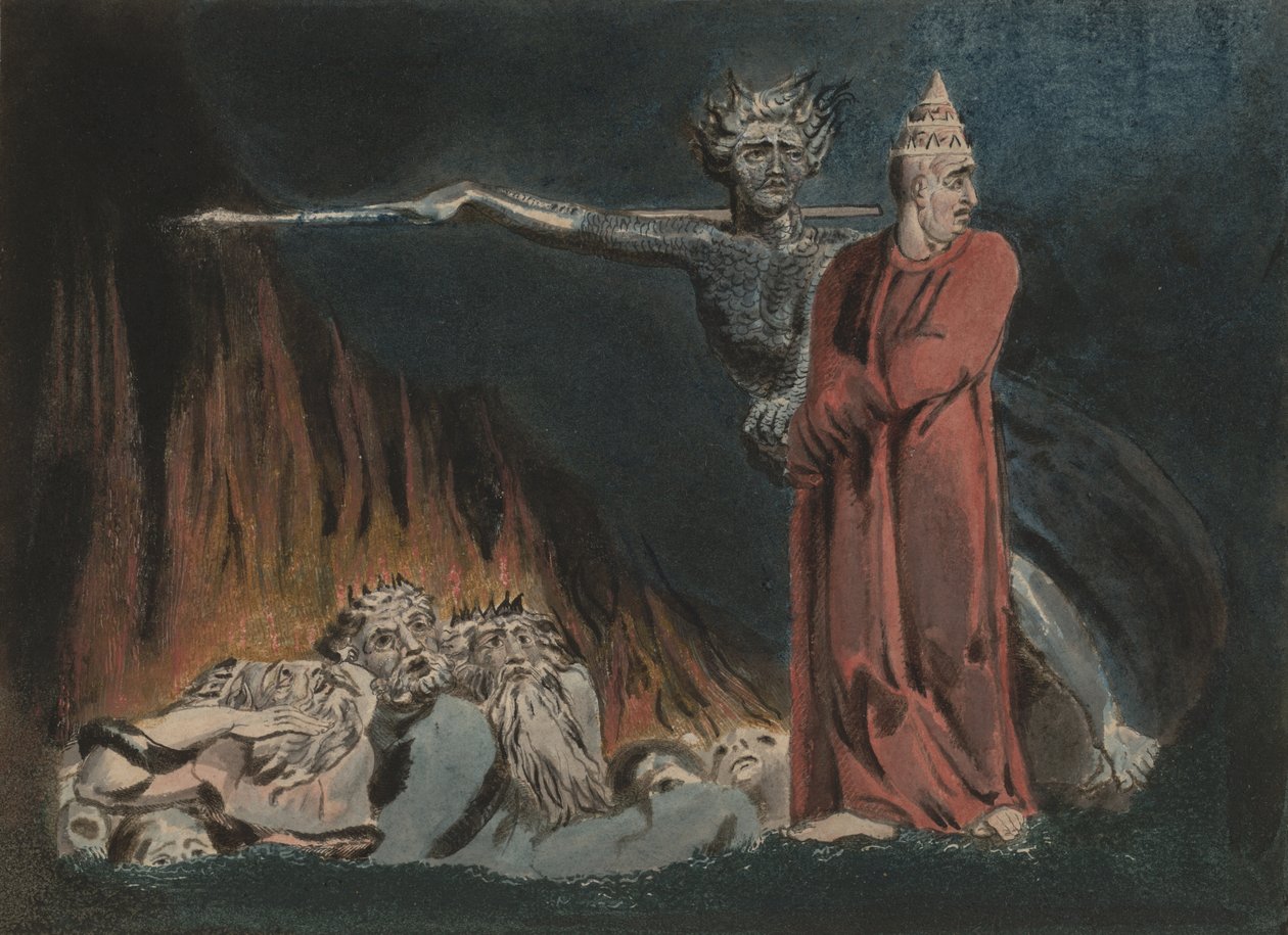Lucifer och påven i helvetet, ca 1794-96 av William Blake