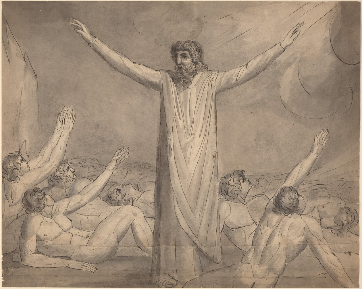 Moses hejdar plågan () [framsidan] av William Blake