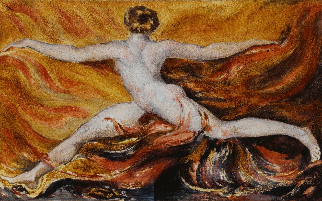 åh! Flames of Furious Desires: Plåt 3 av Urizen, 1796 av William Blake