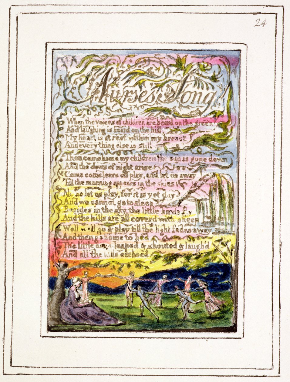 P.124-1950.pt24 Sjuksköterskans sång: plåt 24 från Songs of Innocence and of Experience (kopia R) c.1802-08 (etsning, bläck och wc) av William Blake