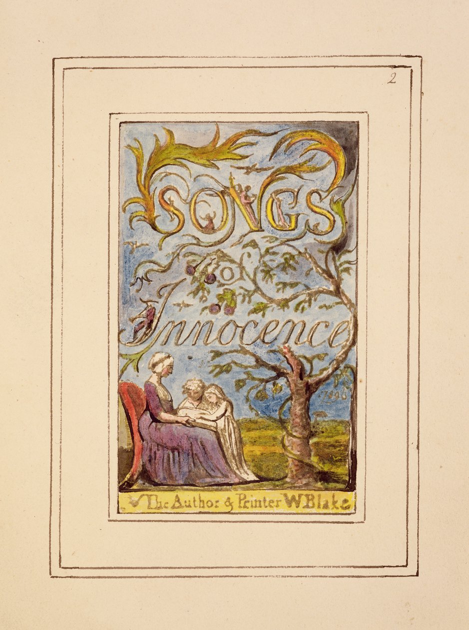 P.124-1950.pt2 Titelsida till Songs of Innocence: plåt 2 från Songs of Innocence and of Experience (kopia R) c.1802-08 (etsning, bläck och wc) av William Blake
