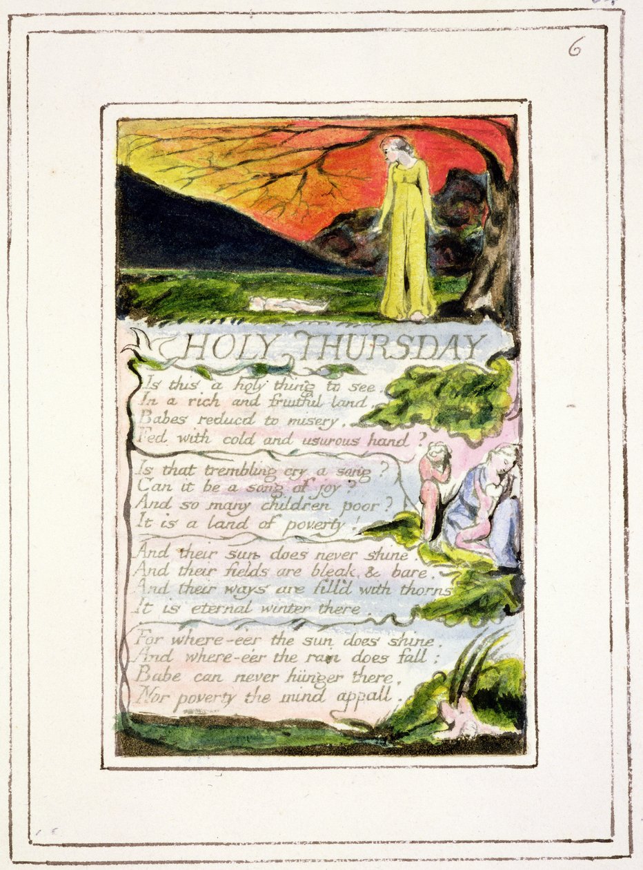 P.124-1950.pt34 Stilla torsdag: skylt 34 från Songs of Innocence and of Experience (kopia R) c.1802-08 (etsning, bläck och wc) av William Blake