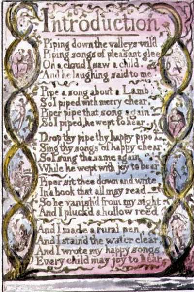 P.124-1950.pt3 Inledning: plåt 3 från Songs of Innocence and of Experience (kopia R) c.1802-08 (etsning, bläck och akvarell) av William Blake