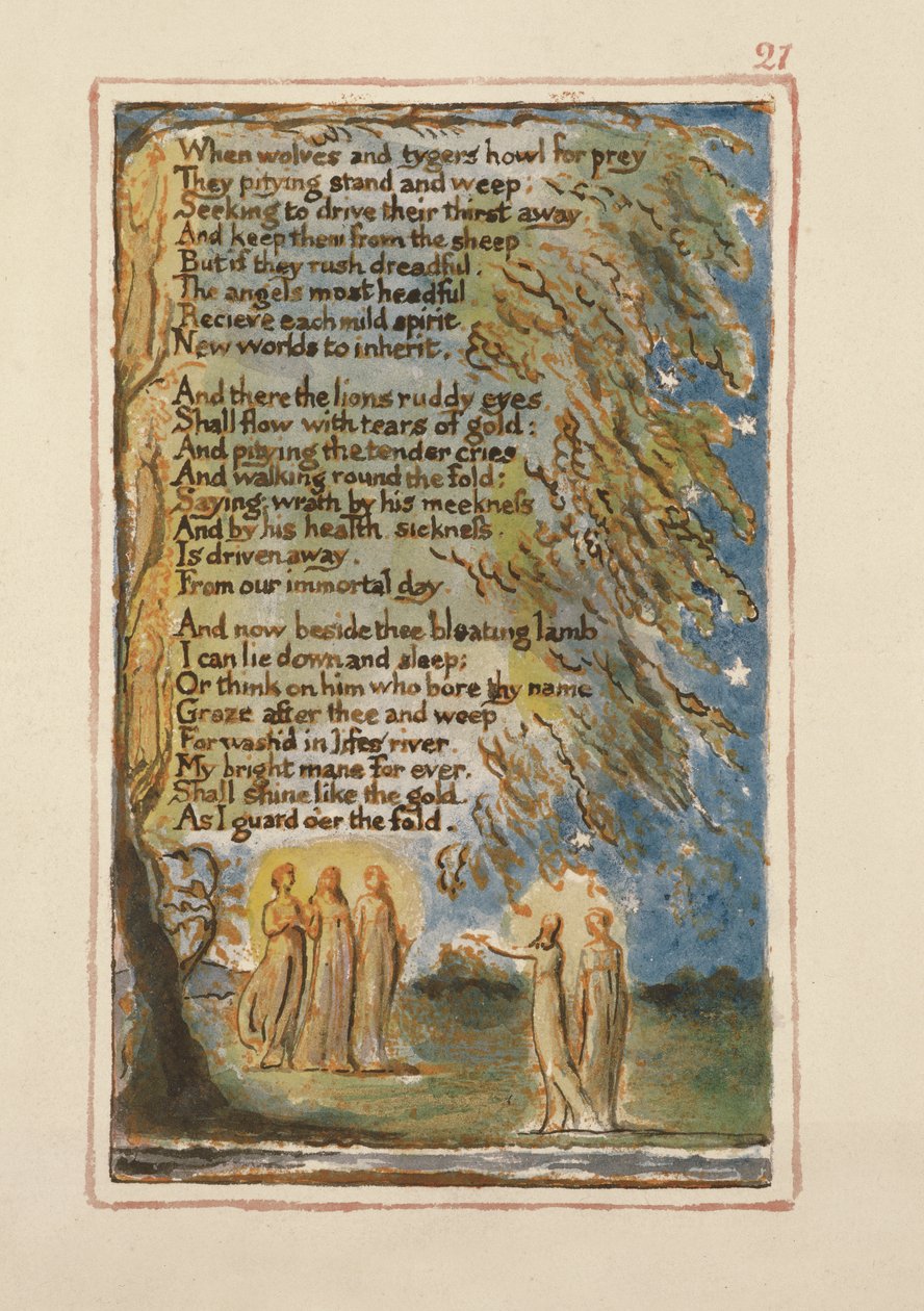 P.125-1950.pt21 Natt (forts.): plåt 21 från Songs of Innocence and of Experience (kopia AA) c.1815-26 (etsning, bläck och wc) av William Blake