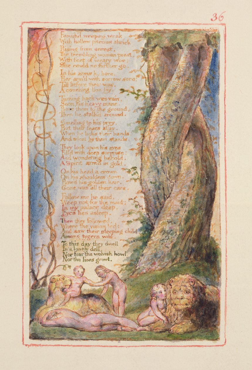P.125-1950.pt36 The Little Girl Found (forts.): skylt 36 från Songs of Innocence and of Experience (kopia AA) c.1815-26 (etsning, bläck och wc) av William Blake