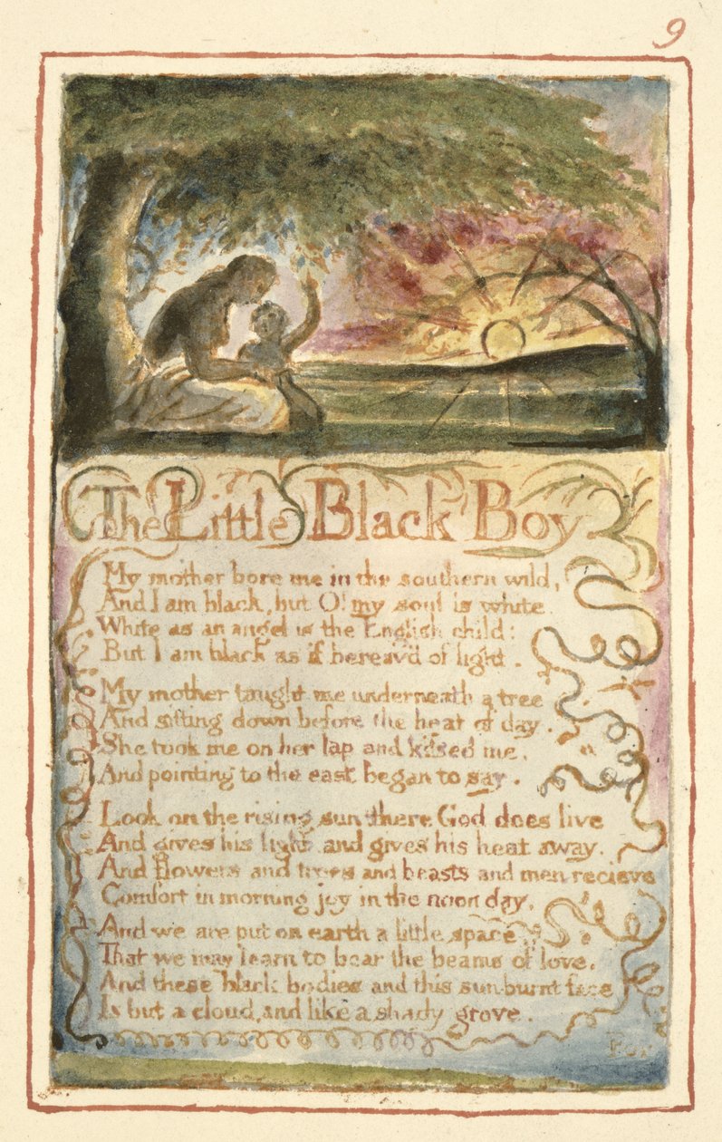 P.125-1950.pt9 The Little Black Boy: plåt 9 från "Songs of Innocence and of Experience" (kopia AA) c.1815-26 (etsning, bläck och wc) av William Blake