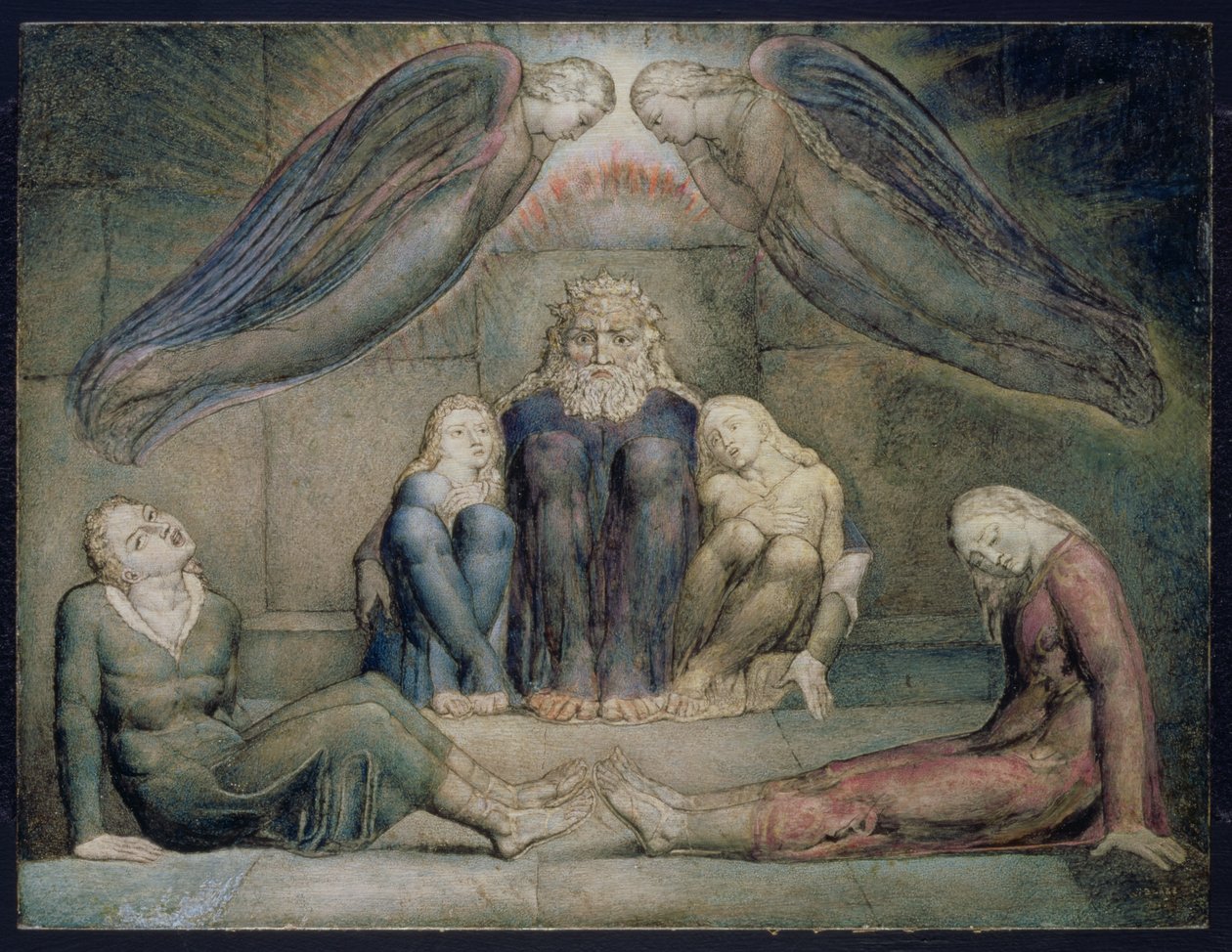 PD.5-1978 Greve Ugolino och hans söner i fängelse, illustration till `Inferno`, Canto 33 från Dante Alighieris `Divine Comedy`, c.1827 (tempera på panel) av William Blake